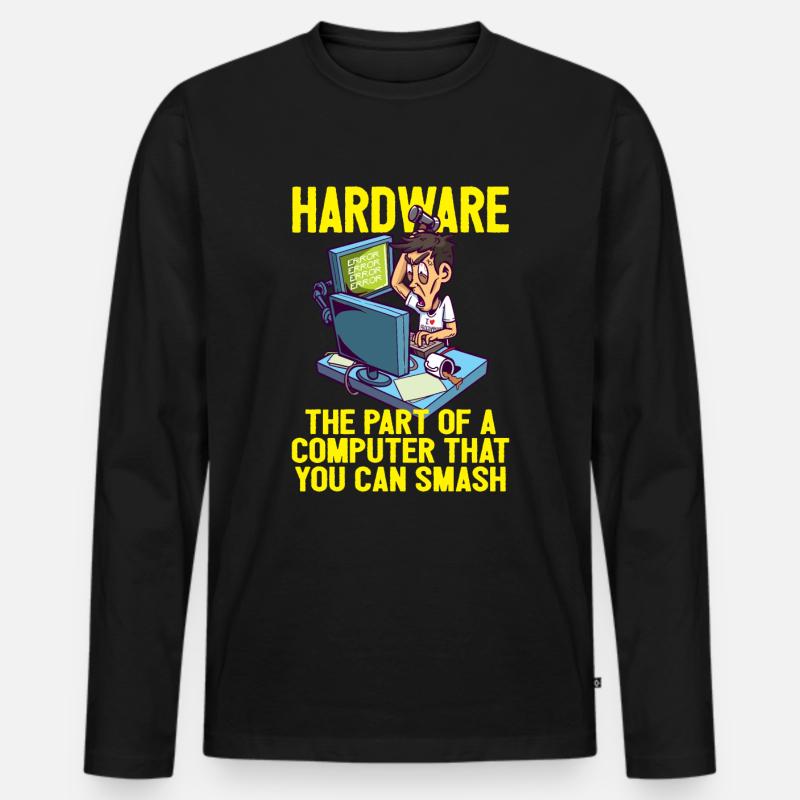 Smash PC Hardware Debugging IT Coder Informatik Männer Premium Bio Langarmshirt