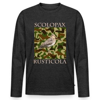 Chasse à la Bécasse Scolopax Rusticola - T-shirt manches longues Premium bio Homme - anthracite chiné - Devant - Nico (187cm)