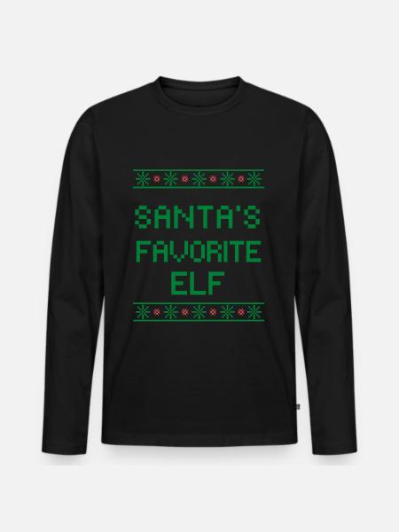 Santa's favorite Elf - Männer Premium Bio Langarmshirt - Schwarz