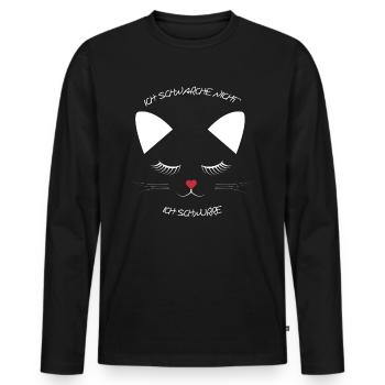 Ich schnarche nicht ich schnurre Katzengesicht - Männer Premium Bio Langarmshirt - Schwarz - Vorne - Nico (187cm)