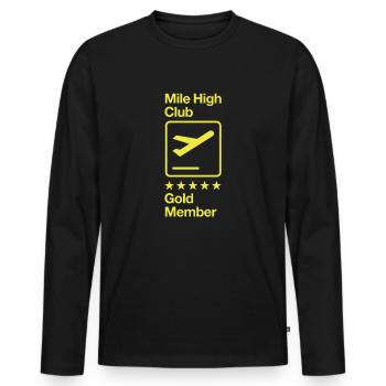 Mile High Club Gold Member - Männer Premium Bio Langarmshirt - Schwarz - Vorne - Nico (187cm)