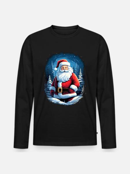 Weihnachtsmann - Männer Premium Bio Langarmshirt - Schwarz