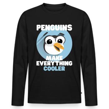 Pinguine Spruch Penguins Make Everything Cooler - Männer Premium Bio Langarmshirt - Schwarz - Vorne - Nico (187cm)