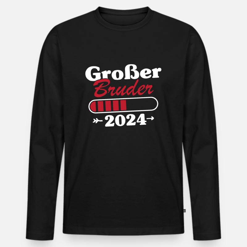 Großer Bruder Loading 2024 - Männer Premium Bio Langarmshirt - Schwarz