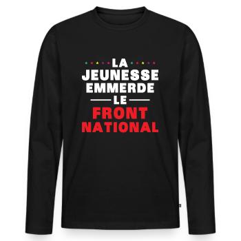 Fuck the National Front - Men's Premium Organic Long Sleeve Shirt - black - Front - Nico (187cm)