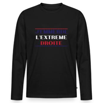 Fuck the far right - Men's Premium Organic Long Sleeve Shirt - black - Front - Nico (187cm)