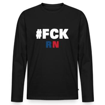 Fck rn - Men's Premium Organic Long Sleeve Shirt - black - Front - Nico (187cm)