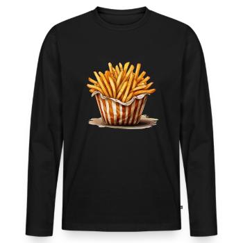 Chips - T-shirt manches longues Premium bio Homme - noir - Devant - Nico (187cm)