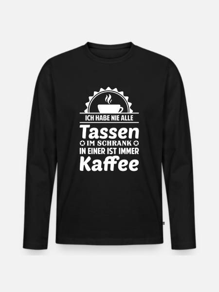 Kaffee Spruch - Männer Premium Bio Langarmshirt - Schwarz