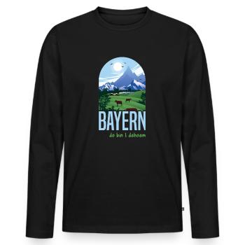 Bayern boarisch bayerischer Spruch - Männer Premium Bio Langarmshirt - Schwarz - Vorne - Nico (187cm)