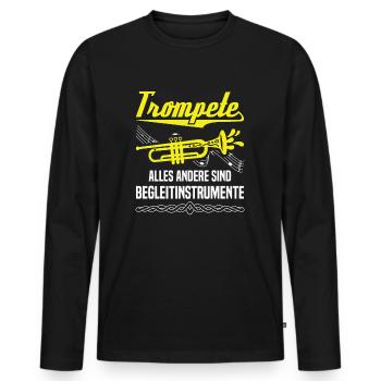 Trompete - Männer Premium Bio Langarmshirt - Schwarz - Vorne - Nico (187cm)