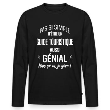 Guide touristique - T-shirt manches longues Premium bio Homme - noir - Devant - Nico (187cm)