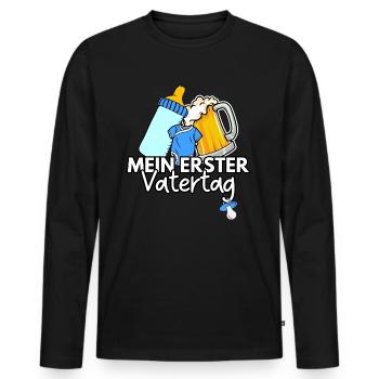 Mein erster Vatertag Junge Geschenk - Männer Premium Bio Langarmshirt - Schwarz - Vorne - Nico (187cm)
