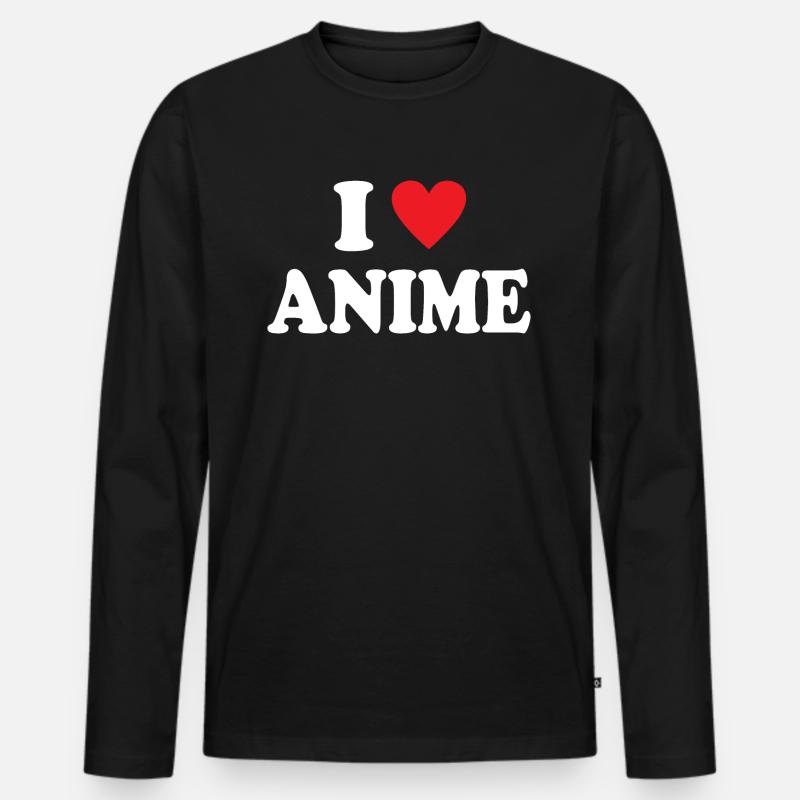 I Love Anime - Männer Premium Bio Langarmshirt - Schwarz