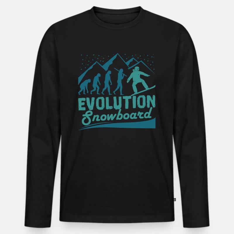 Evolution Snowboard | Wintersport Schnee Geschenk - Männer Premium Bio Langarmshirt - Schwarz