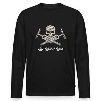 Mountain biker Skull MTB - Men's Premium Organic Long Sleeve Shirt - black - Front - Nico (187cm)