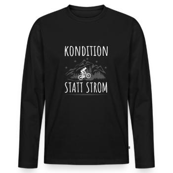 Mountainbike Radfahrer Spruch Kondition Strom Berg - Männer Premium Bio Langarmshirt - Schwarz - Vorne - Nico (187cm)