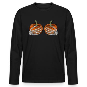 Halloween Skelett Kürbis Brüste - Männer Premium Bio Langarmshirt - Schwarz - Vorne - Nico (187cm)
