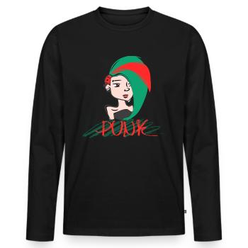Punk Musik Punker Punkrock Irokesenschnitt Rocker - Männer Premium Bio Langarmshirt - Schwarz - Vorne - Nico (187cm)