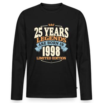 25 years old - legends were born in 1998 - Men's Premium Organic Long Sleeve Shirt - black - Front - Nico (187cm)