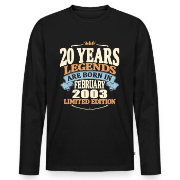 20 ans - né en février 2003 - T-shirt manches longues Premium bio Homme - noir - Devant - Nico (187cm)