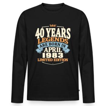 40 years old - Born in april 1983 - Men's Premium Organic Long Sleeve Shirt - black - Front - Nico (187cm)