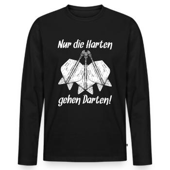 Lustige Dart Sprüche Die Harten Gehen Darten Darts - Männer Premium Bio Langarmshirt - Schwarz - Vorne - Nico (187cm)