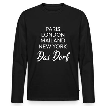 Landleben Lustiger Dorf Spruch Land Gemeinde Kaff - Männer Premium Bio Langarmshirt - Schwarz - Vorne - Nico (187cm)