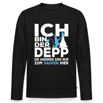 Lustiger JGA Junggesellenabschied Ich Bin Der Depp - Männer Premium Bio Langarmshirt - Schwarz - Vorne - Nico (187cm)