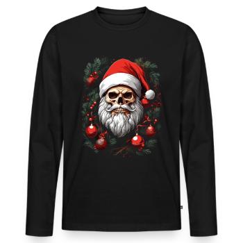 Santa's Christmas Magic Skull - Men's Premium Organic Long Sleeve Shirt - black - Front - Nico (187cm)