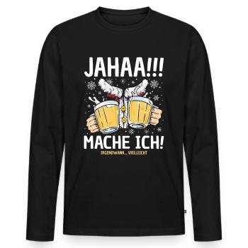 Jaha Mache Ich - Witzig Weihnachtsmann Bier Saufen - Männer Premium Bio Langarmshirt - Schwarz - Vorne - Nico (187cm)