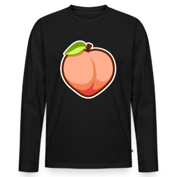 Peach Eating Fitness Women Butt Funny Vegan - Men's Premium Organic Long Sleeve Shirt - black - Front - Nico (187cm)