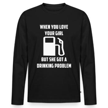 Problème de consommation Drôle de dictons de voitures - T-shirt manches longues Premium bio Homme - noir - Devant - Nico (187cm)