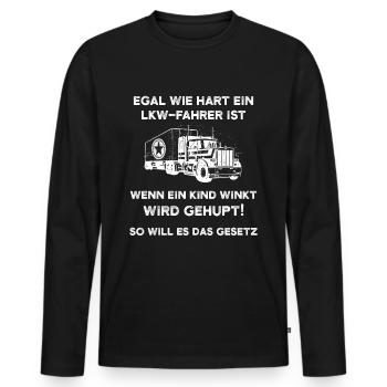 Camionneur klaxonner camionneur longue distance autoroute enfants - T-shirt manches longues Premium bio Homme - noir - Devant - Nico (187cm)