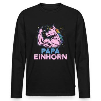 Fitness Geschenk Papa Einhorn Muskeln Männlich Fun - Männer Premium Bio Langarmshirt - Schwarz - Vorne - Nico (187cm)