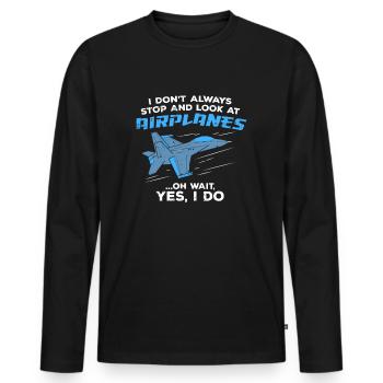 Flugzeug Düsenjet Militär Plane-Spotter Geschenk - Männer Premium Bio Langarmshirt - Schwarz - Vorne - Nico (187cm)