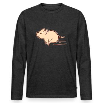 Cochon de course Courir Cochon Courir Doux Cadeau - T-shirt manches longues Premium bio Homme - anthracite chiné - Devant - Nico (187cm)