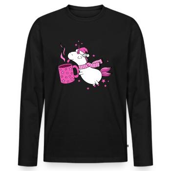 Mulled Wine Horn Unicorn Mulled Wine Christmas Funny - Men's Premium Organic Long Sleeve Shirt - black - Front - Nico (187cm)
