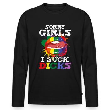 Gay Gay Saying Homo I Suck Dicks Provocative Mouth - Men's Premium Organic Long Sleeve Shirt - black - Front - Nico (187cm)