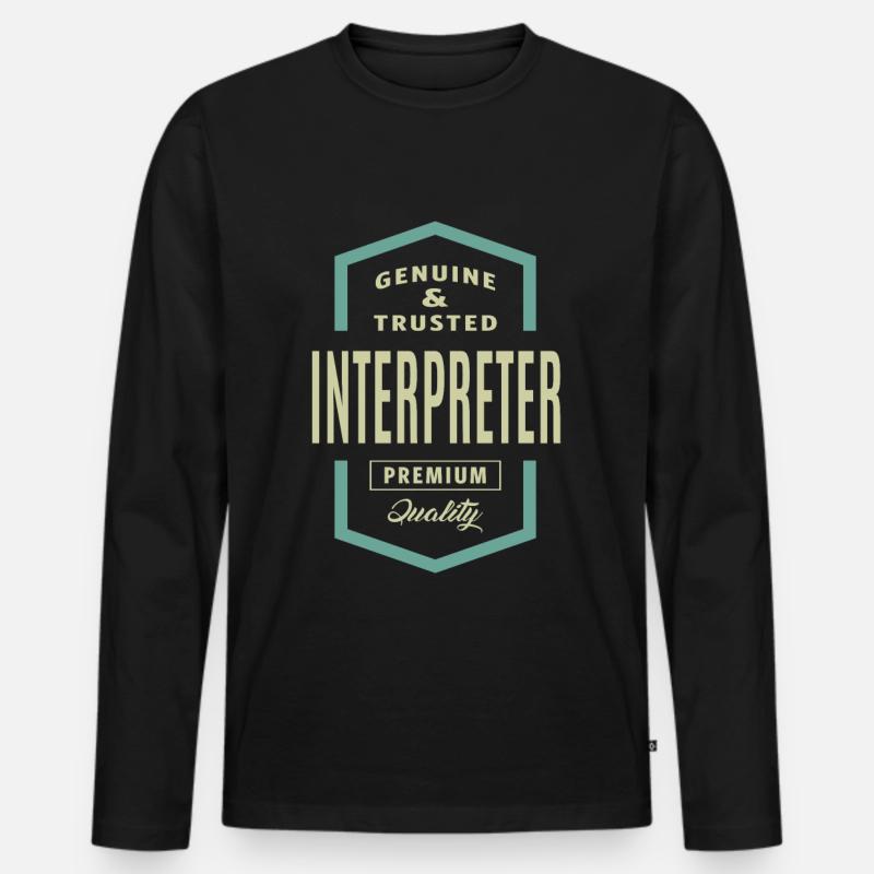 Echter Dolmetscher - Männer Premium Bio Langarmshirt - Schwarz