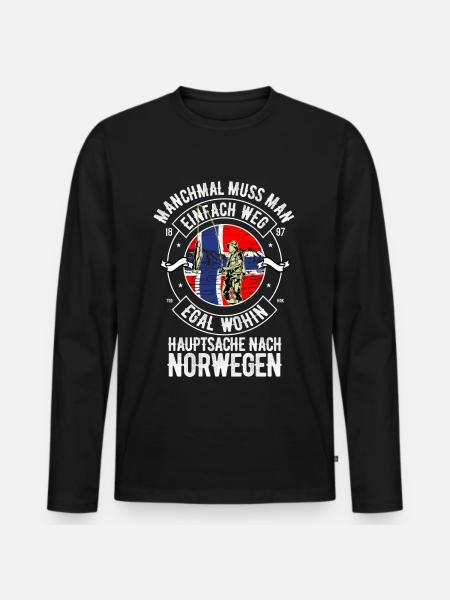 Angler Norwegen Angeln Skandinavien - Männer Premium Bio Langarmshirt - Schwarz