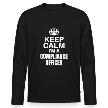 Keep Calm Ich bin ein Compliance-Beauftragter, lustige Job Desi - Männer Premium Bio Langarmshirt - Schwarz - Vorne - Nico (187cm)