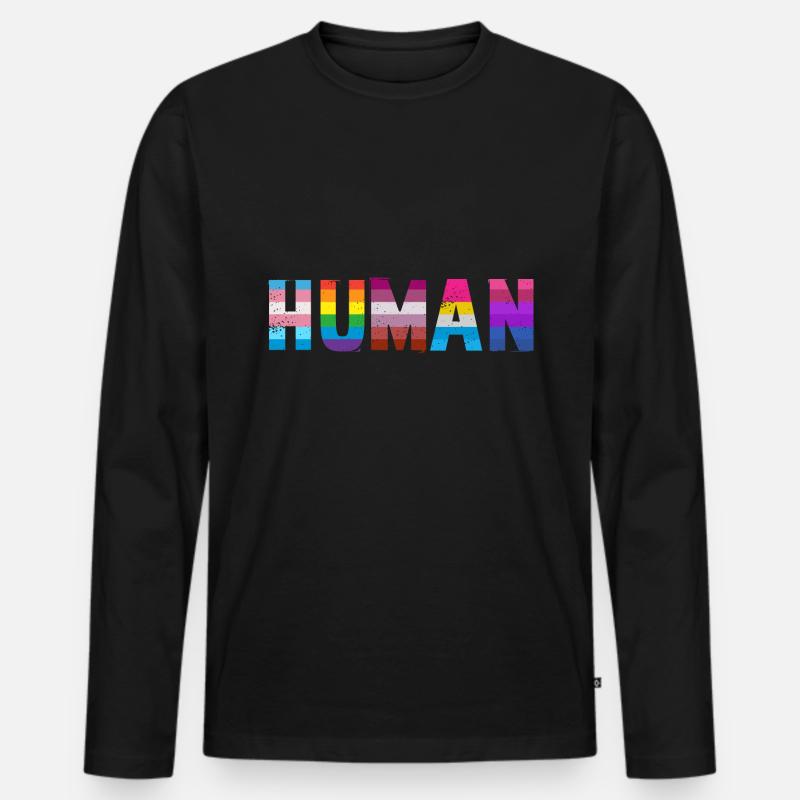 Menschliche LGBT - Männer Premium Bio Langarmshirt - Schwarz
