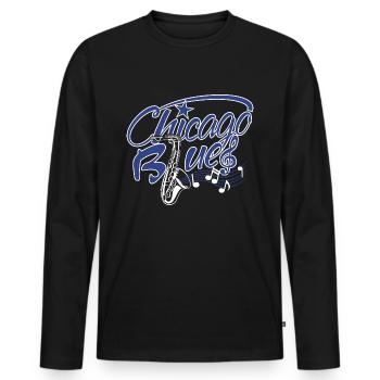 Chicago - Men's Premium Organic Long Sleeve Shirt - black - Front - Nico (187cm)