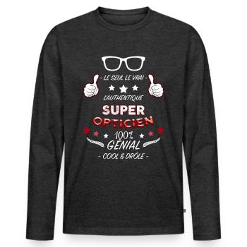 Super Optiker Idee Geschenk Humour Beruf Brille - Männer Premium Bio Langarmshirt - Anthrazit meliert - Vorne - Nico (187cm)