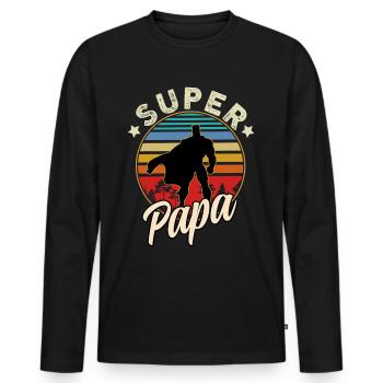 2 - super papa 3.png - T-shirt manches longues Premium bio Homme - noir - Devant - Nico (187cm)