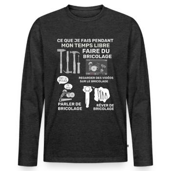 Bricolage humour passion papa ou papy bricoleur - T-shirt manches longues Premium bio Homme - anthracite chiné - Devant - Nico (187cm)