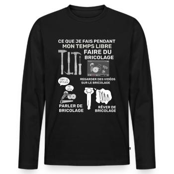Bricolage humour passion papa ou papy bricoleur - T-shirt manches longues Premium bio Homme - noir - Devant - Nico (187cm)