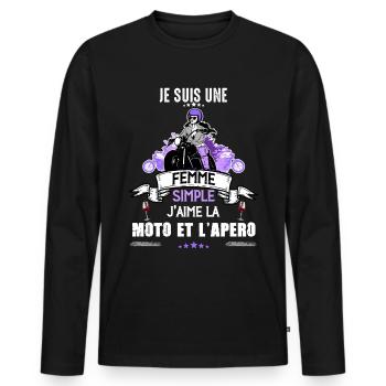 Single Frau Motorrad Aperitif Cadea Frau Biker - Männer Premium Bio Langarmshirt - Schwarz - Vorne - Nico (187cm)