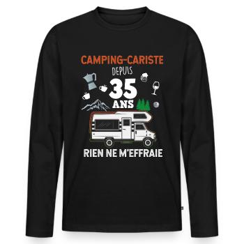 Wohnmobilbesitzer seit 35 Jahren Gift Man Camping - Männer Premium Bio Langarmshirt - Schwarz - Vorne - Nico (187cm)